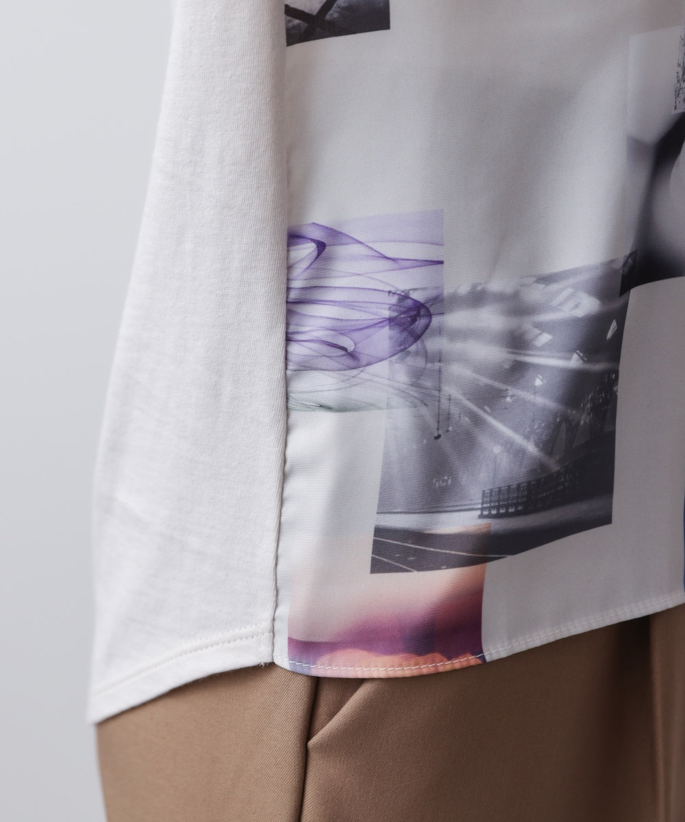 水彩ペイント柄ノースリプルオーバー