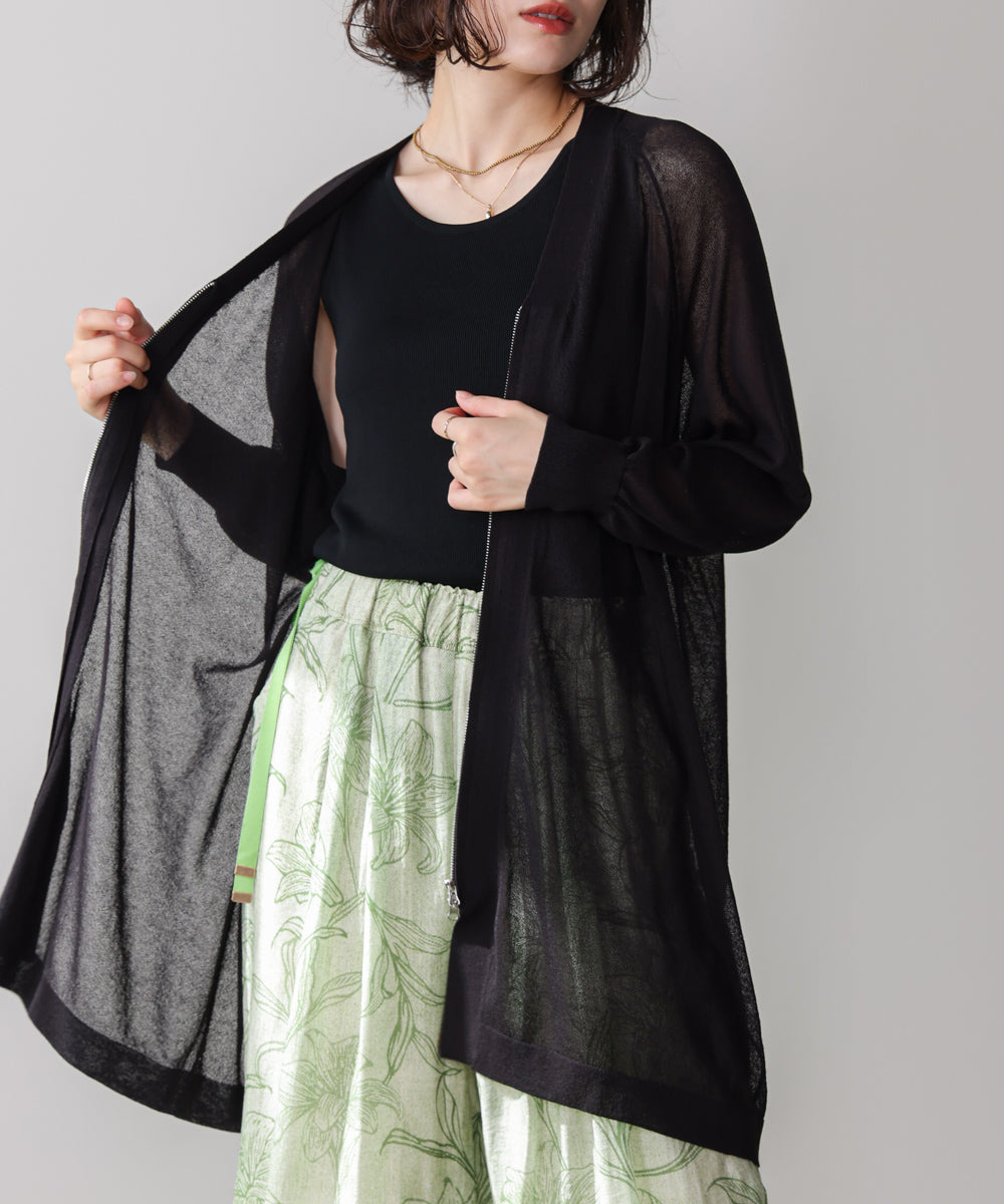 ZIPロングカーディガン