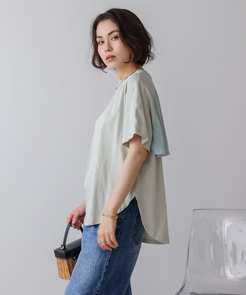 異素材バックフリルプルオーバー