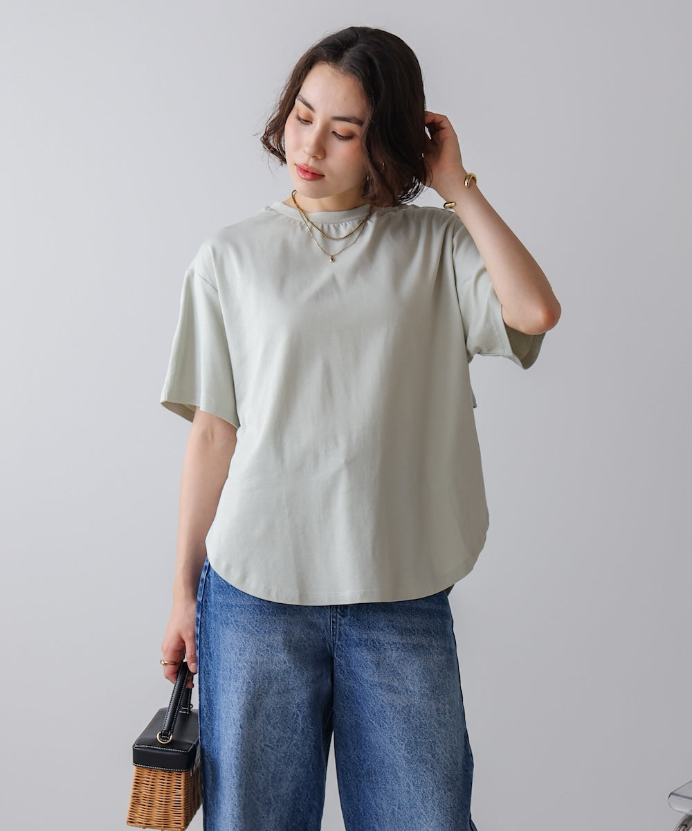 異素材バックフリルプルオーバー