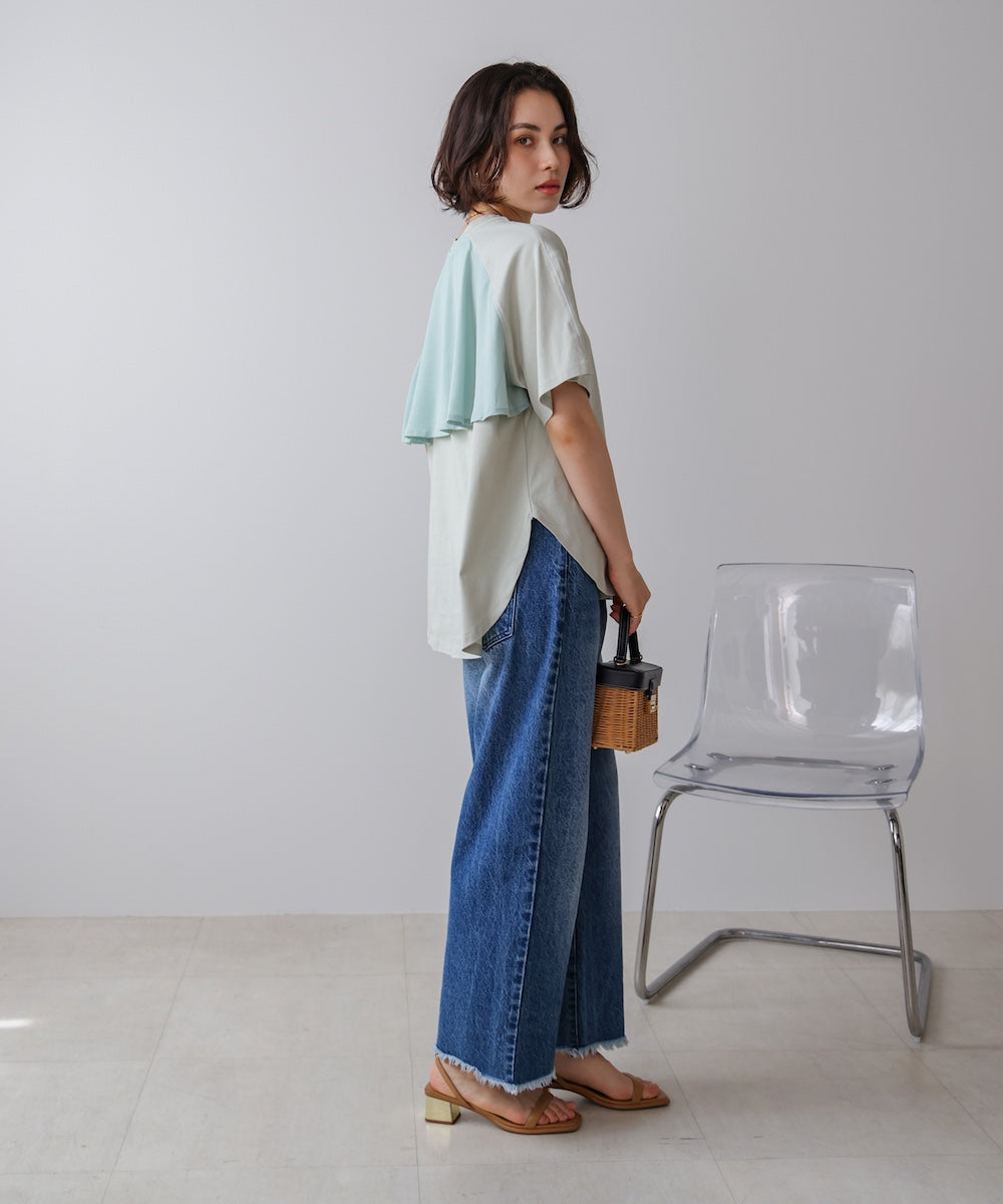 異素材バックフリルプルオーバー