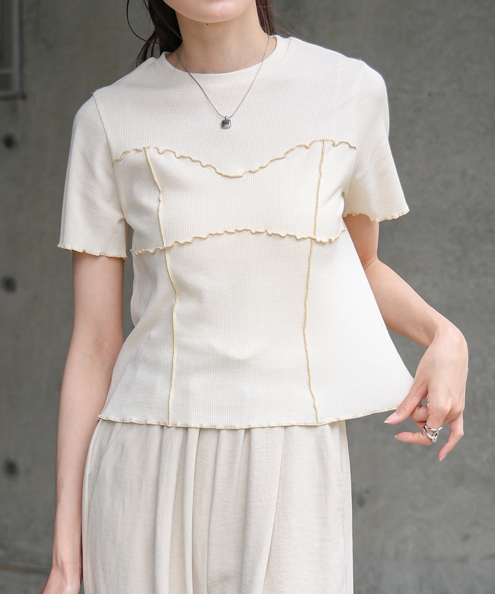 ビスチェライク配色メロウカットソー