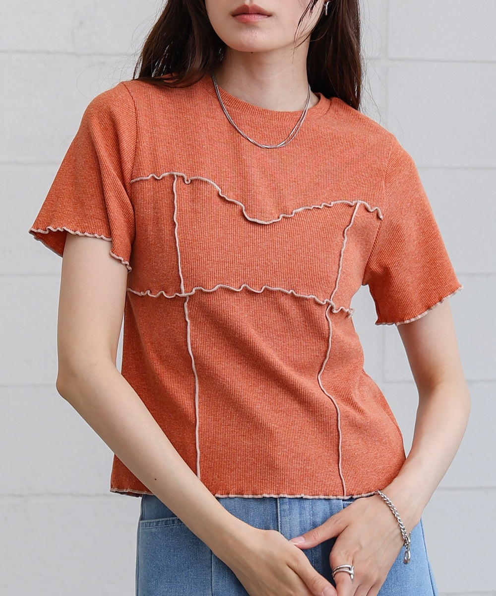 ビスチェライク配色メロウカットソー