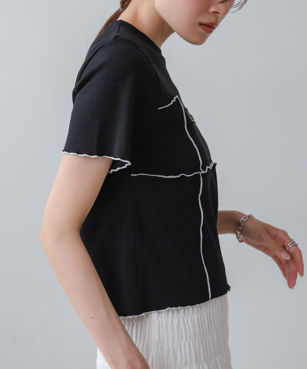 ビスチェライク配色メロウカットソー