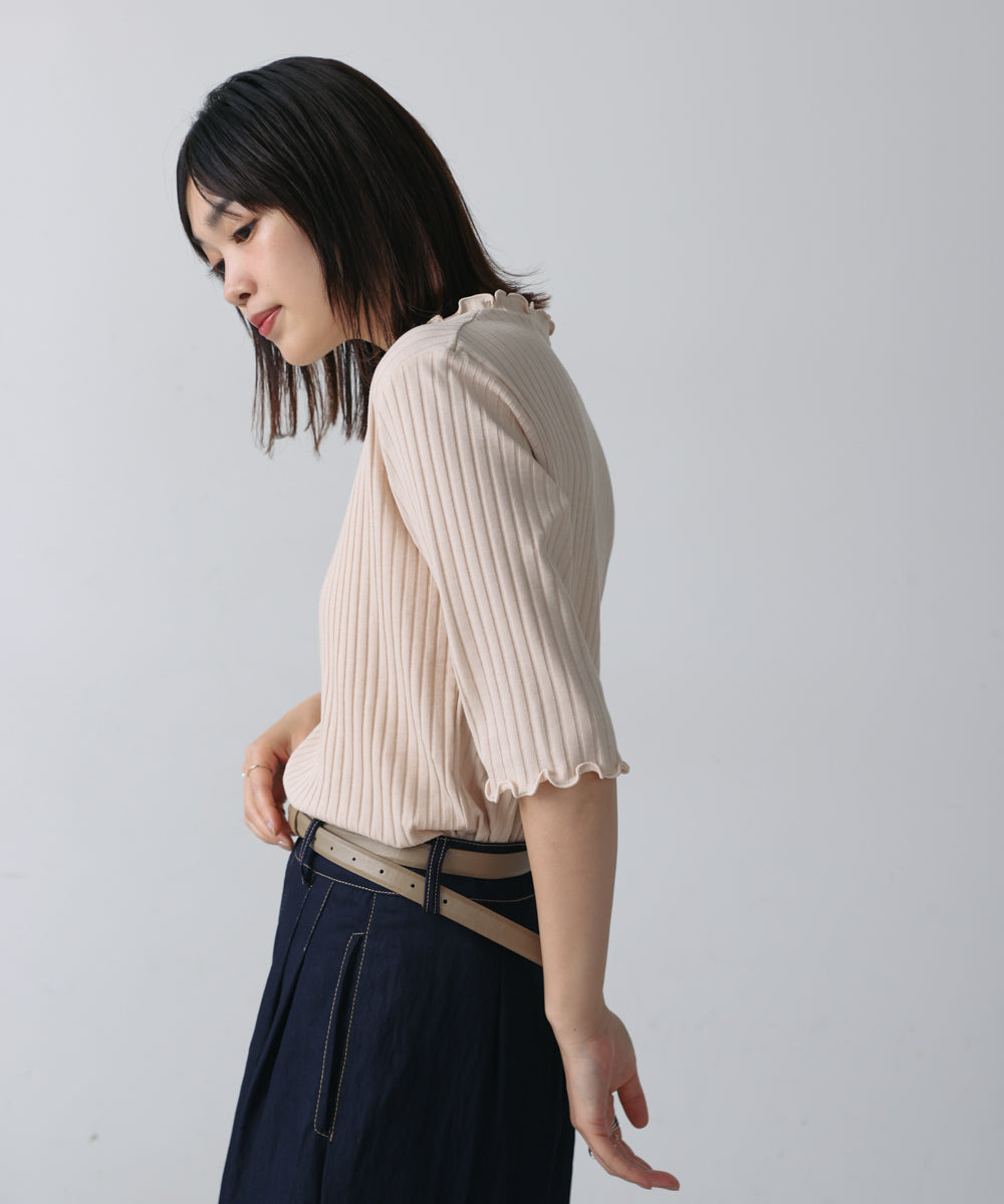 5分袖リブTシャツ