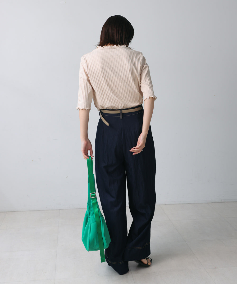 5分袖リブTシャツ