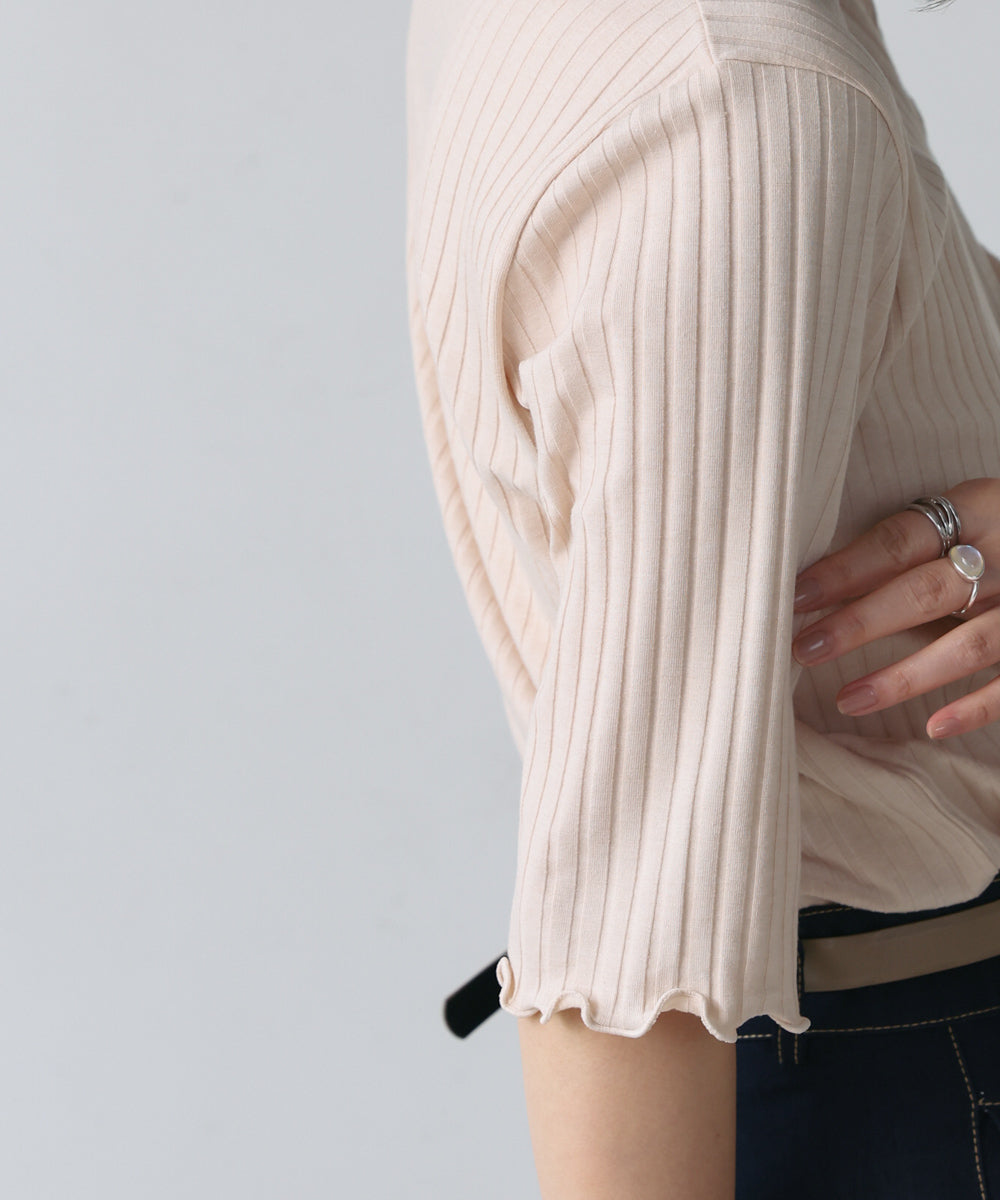 5分袖リブTシャツ