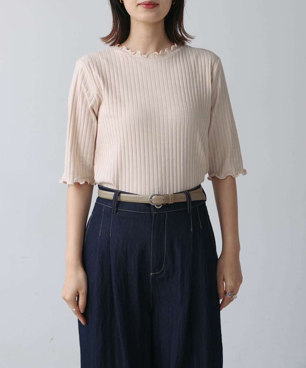 5分袖リブTシャツ