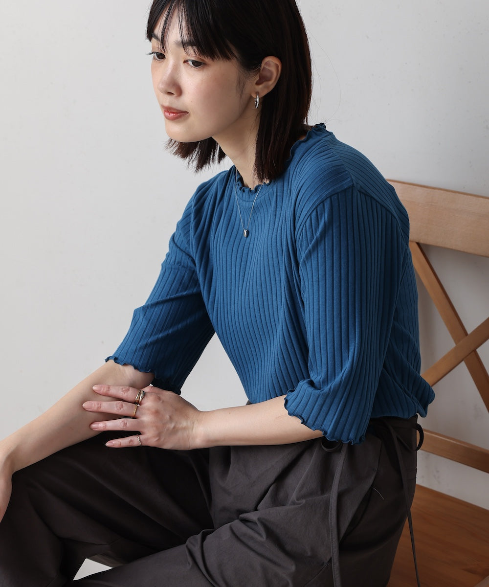 5分袖リブTシャツ