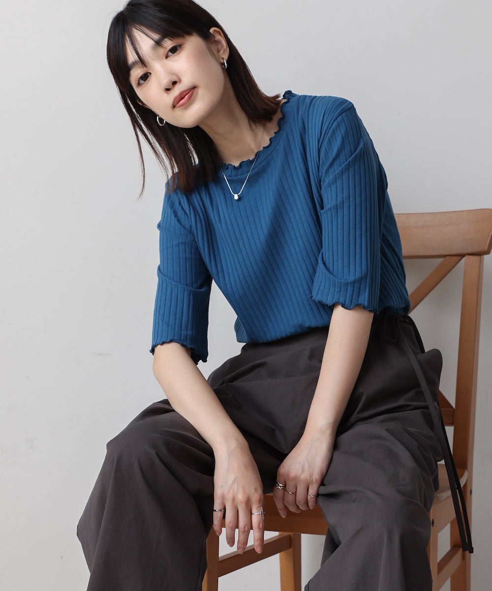 5分袖リブTシャツ