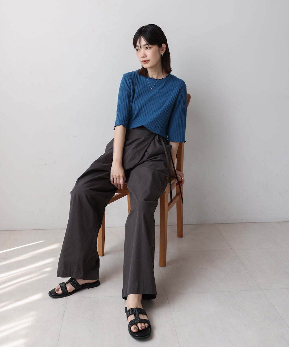 5分袖リブTシャツ