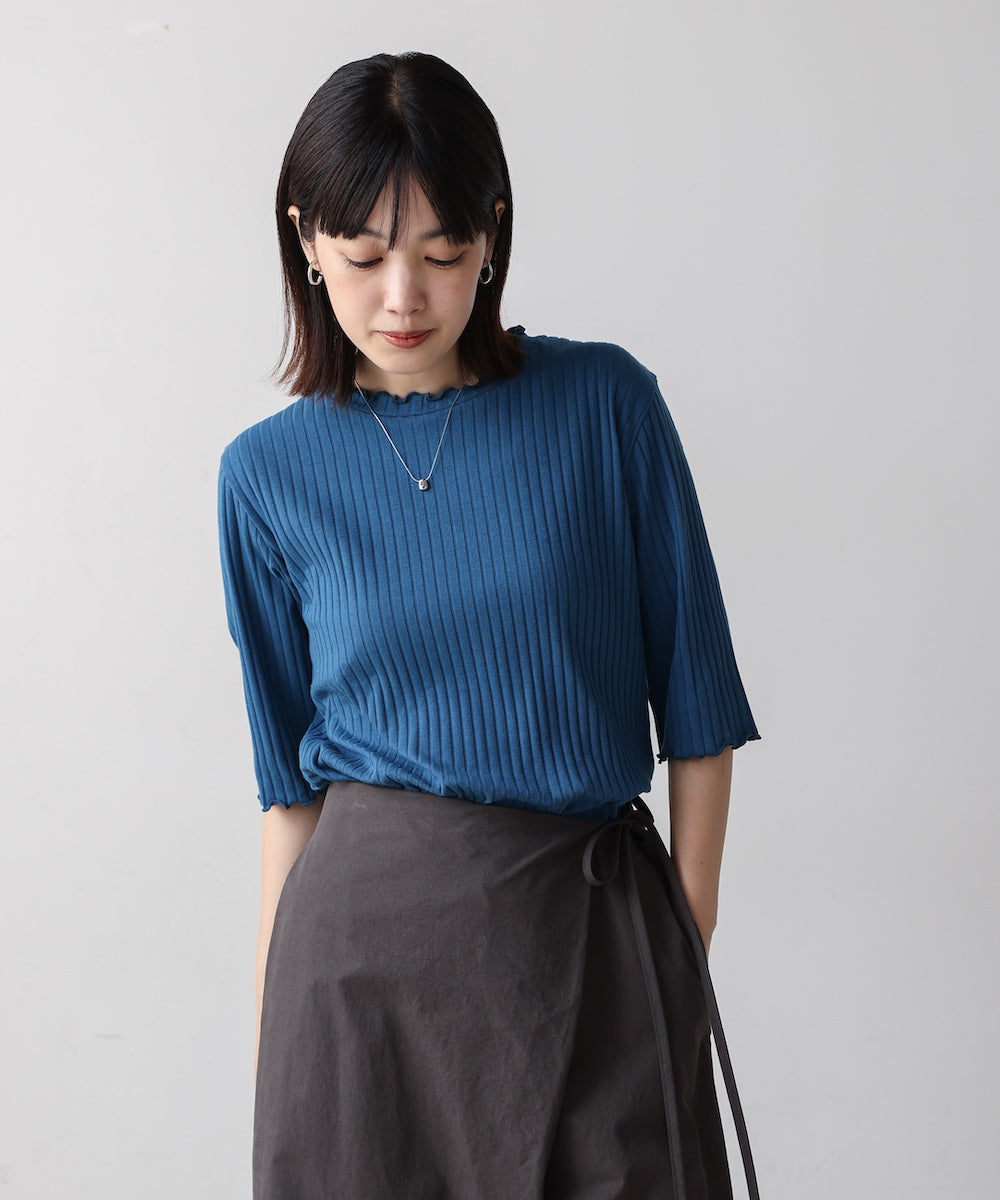 5分袖リブTシャツ