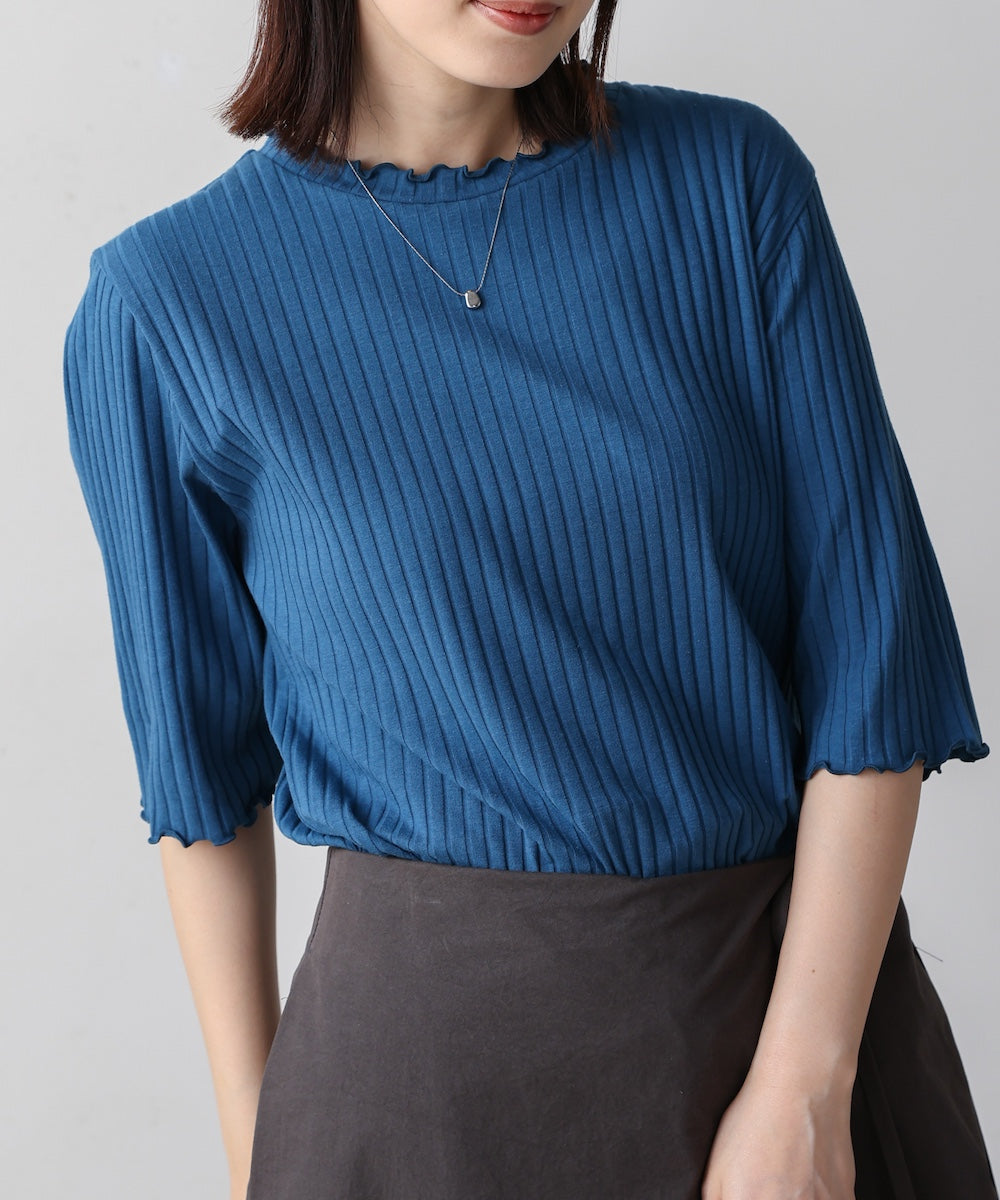 5分袖リブTシャツ
