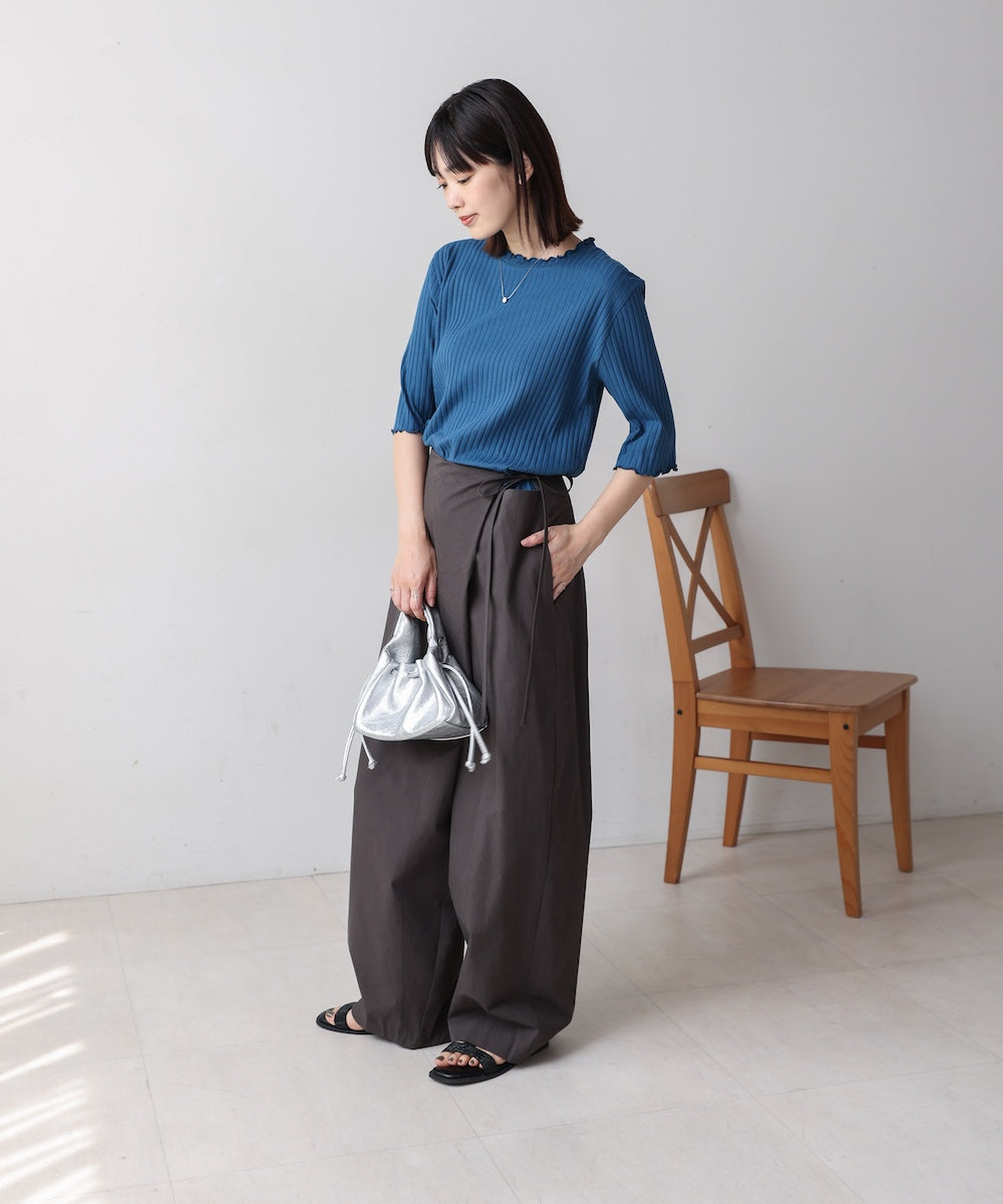 5分袖リブTシャツ