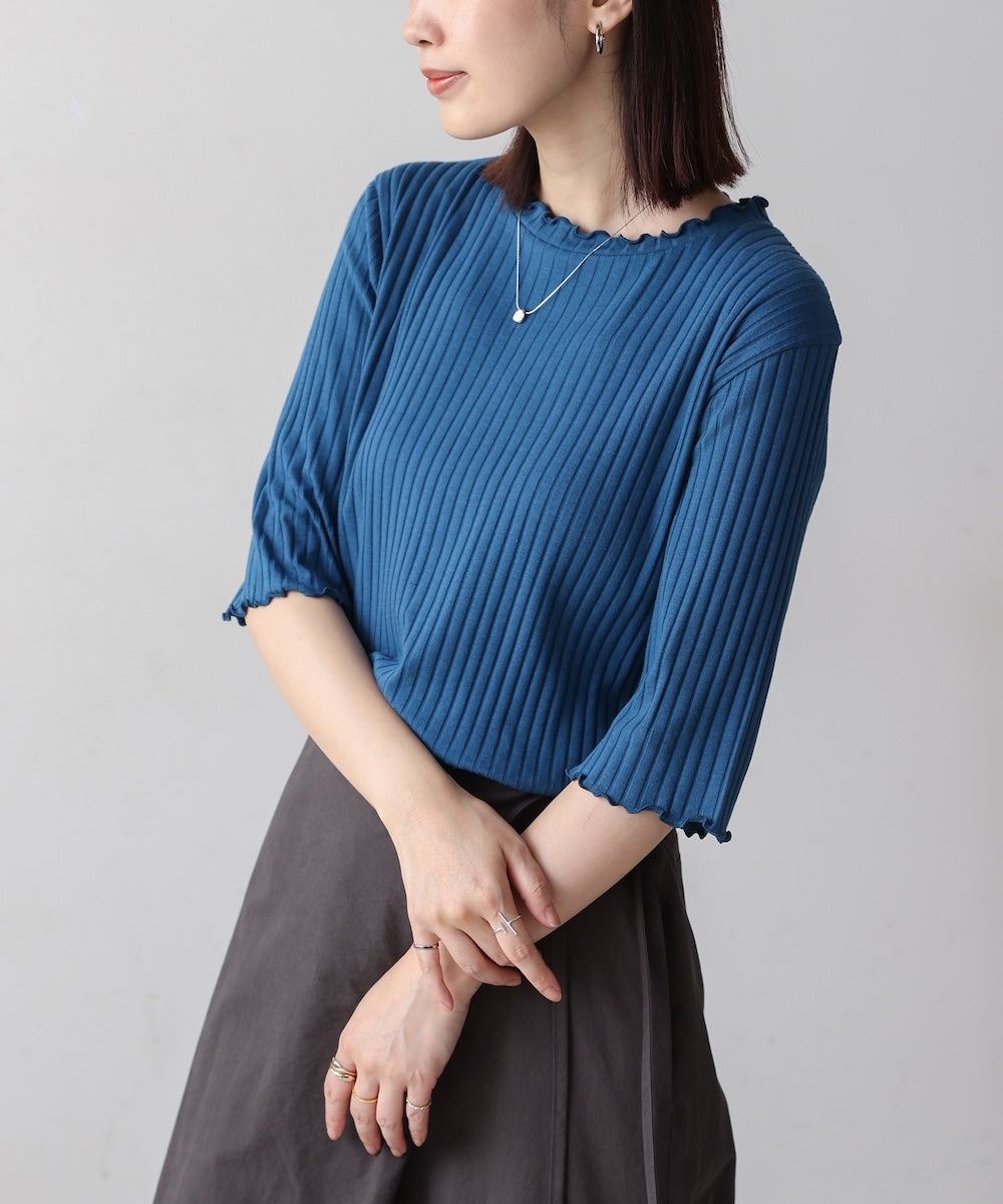 5分袖リブTシャツ