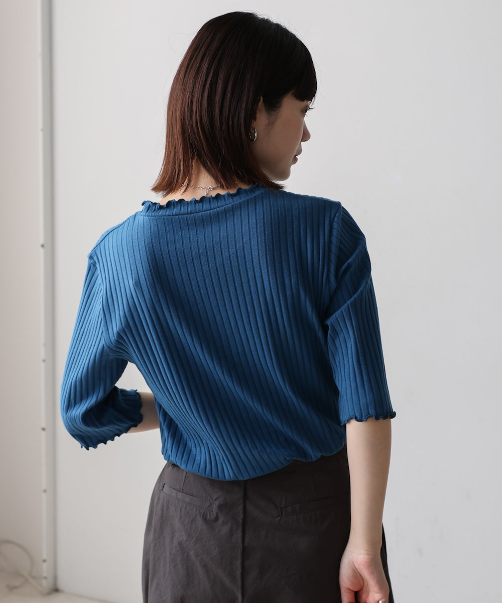 5分袖リブTシャツ