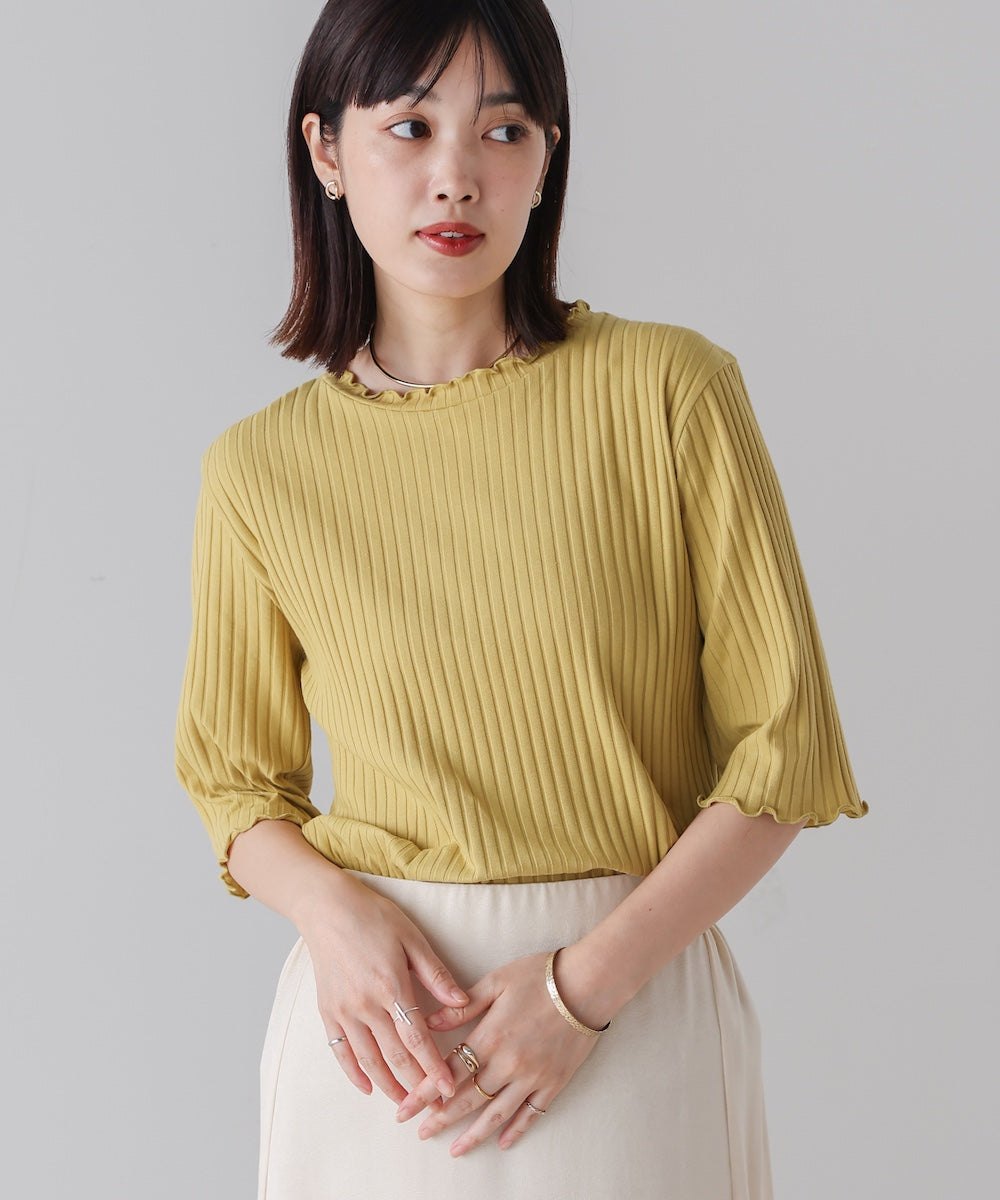 5分袖リブTシャツ