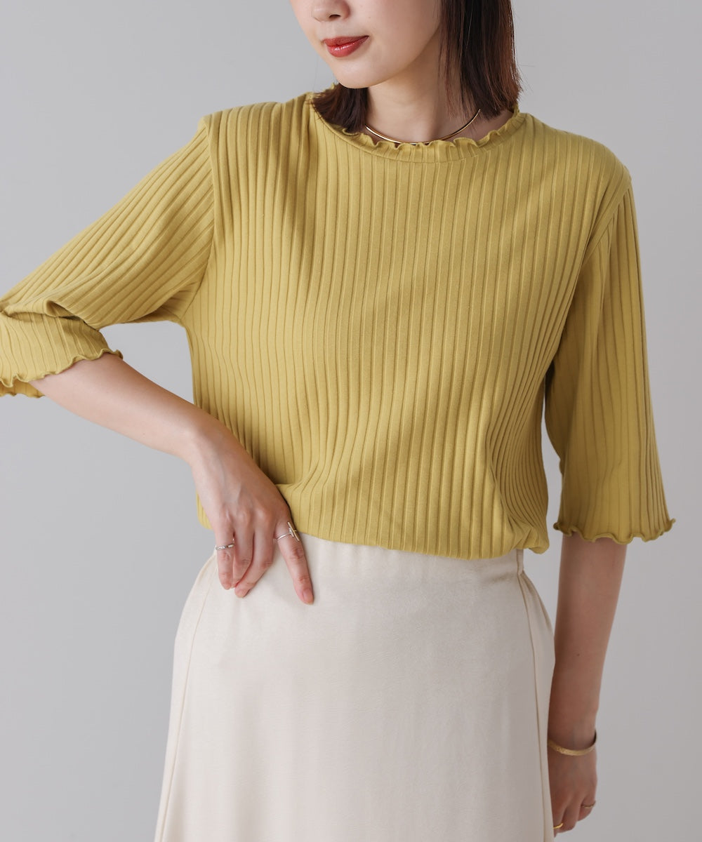 5分袖リブTシャツ