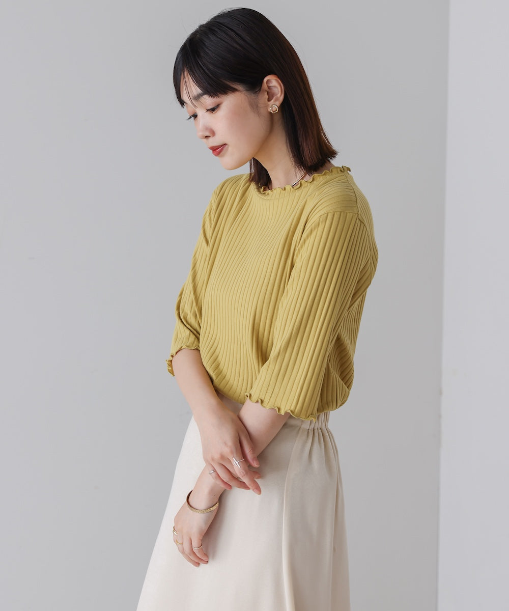 5分袖リブTシャツ