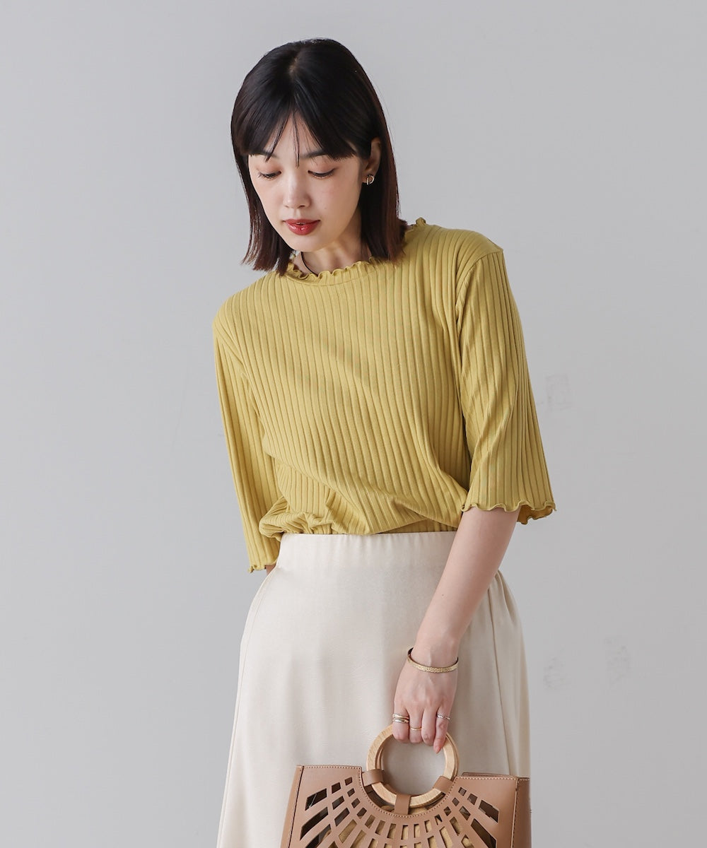 5分袖リブTシャツ