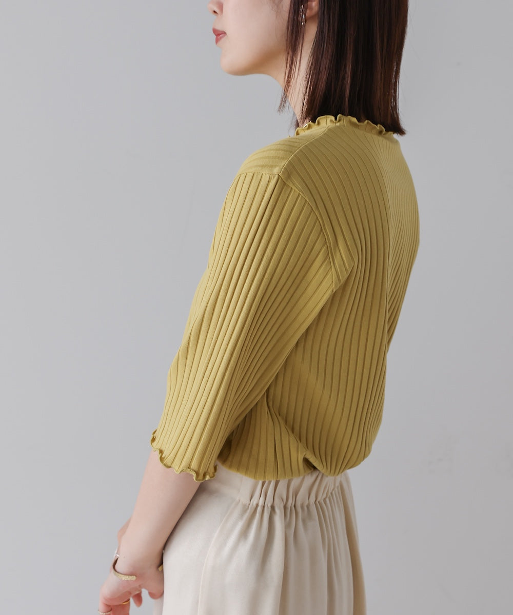 5分袖リブTシャツ