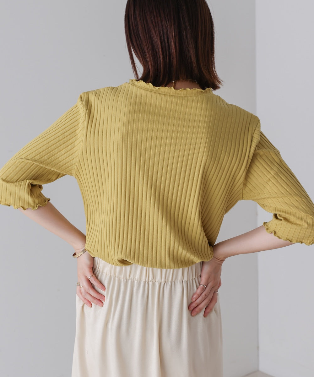 5分袖リブTシャツ