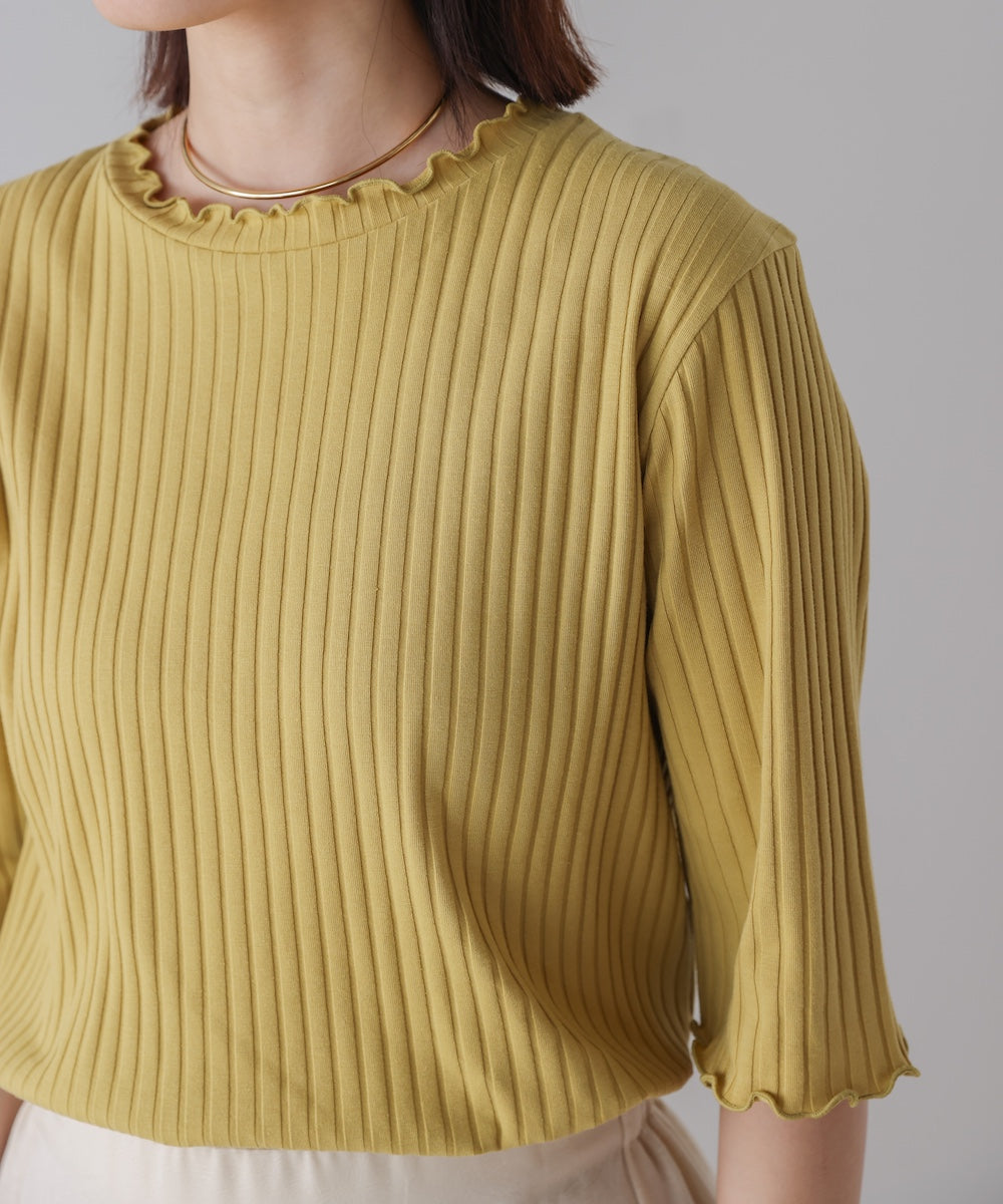 5分袖リブTシャツ