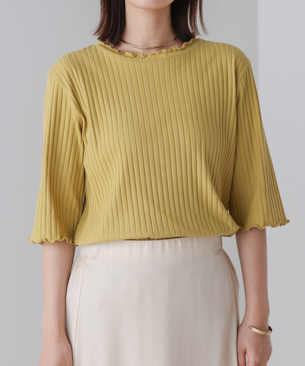 5分袖リブTシャツ