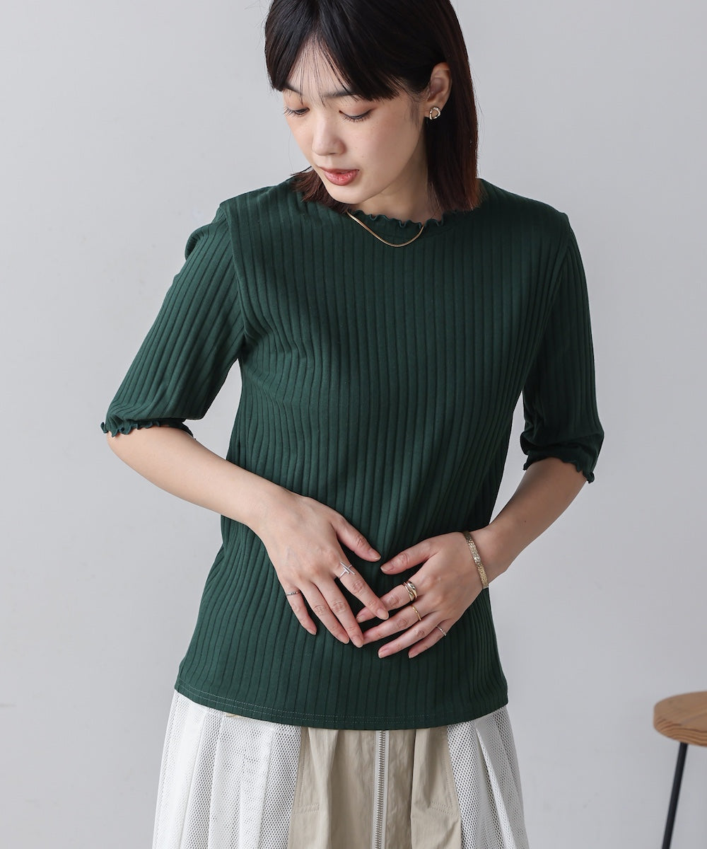 5分袖リブTシャツ