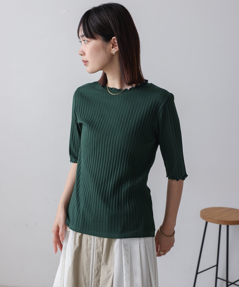 5分袖リブTシャツ