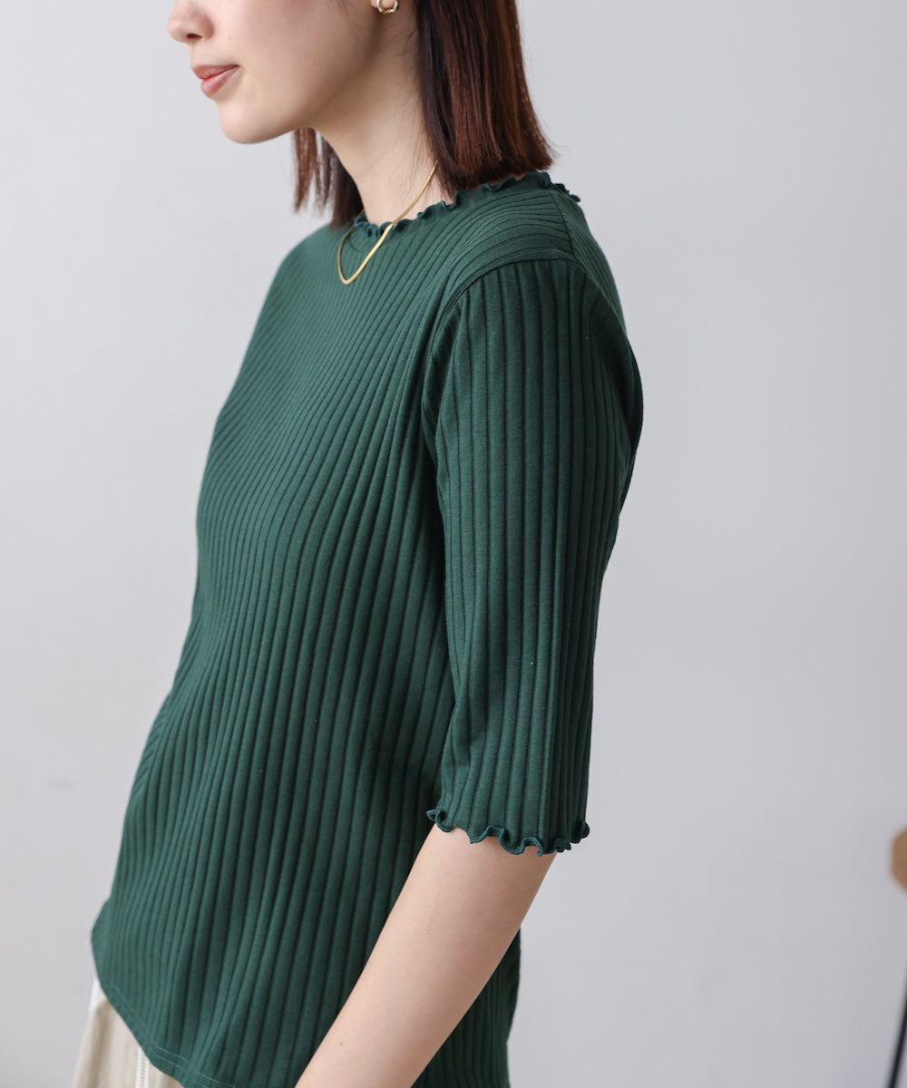 5分袖リブTシャツ