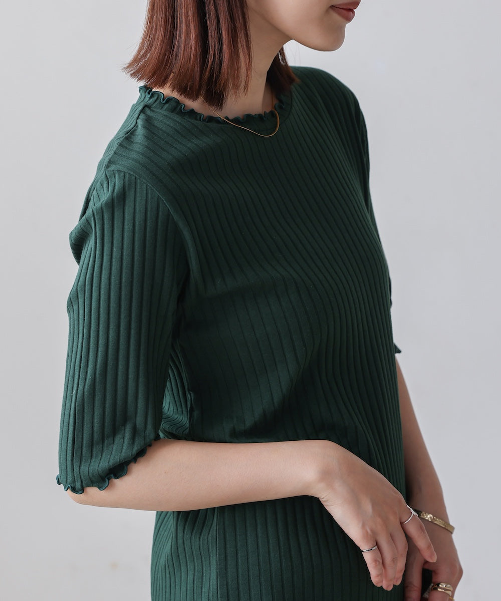 5分袖リブTシャツ