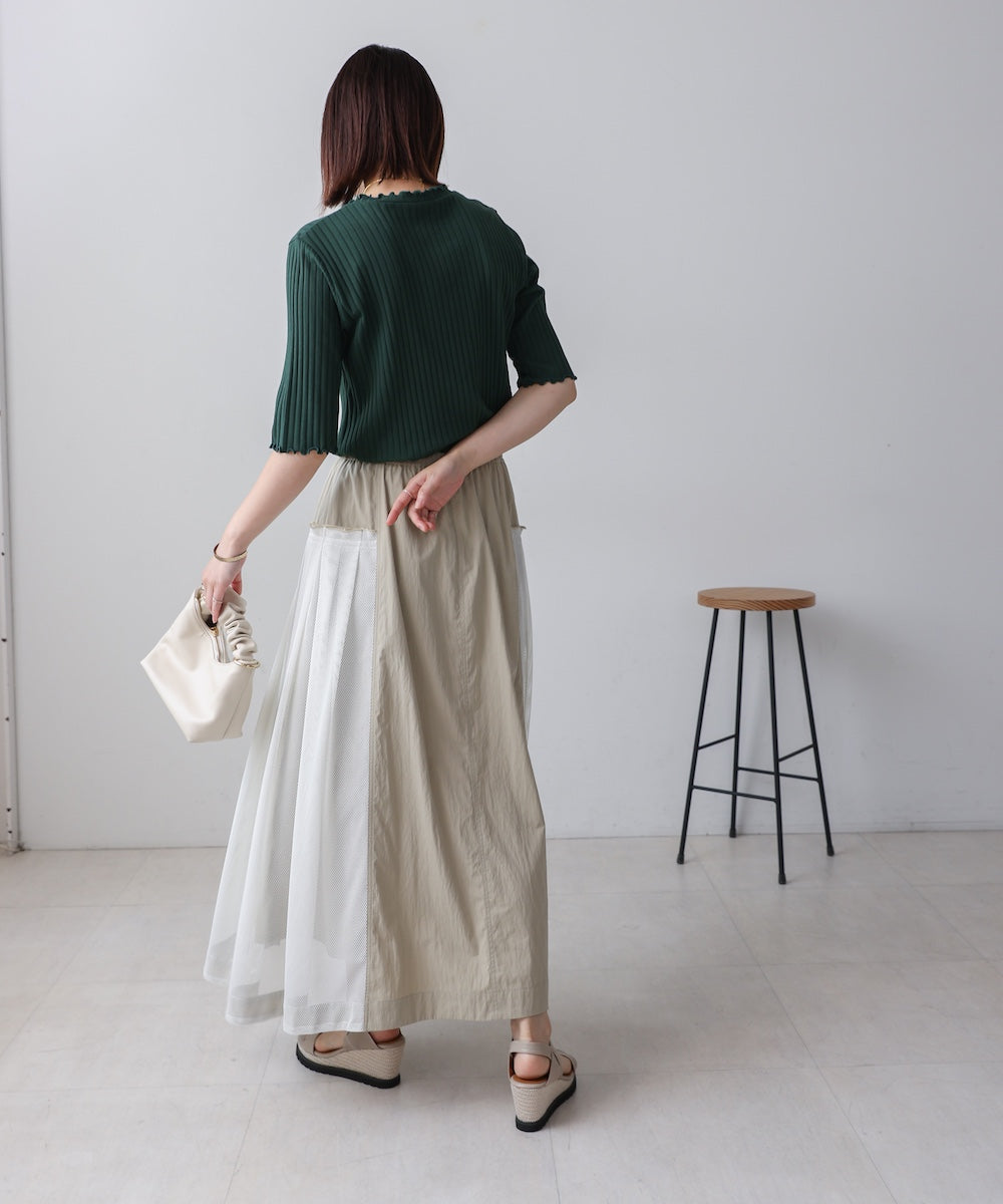 5分袖リブTシャツ