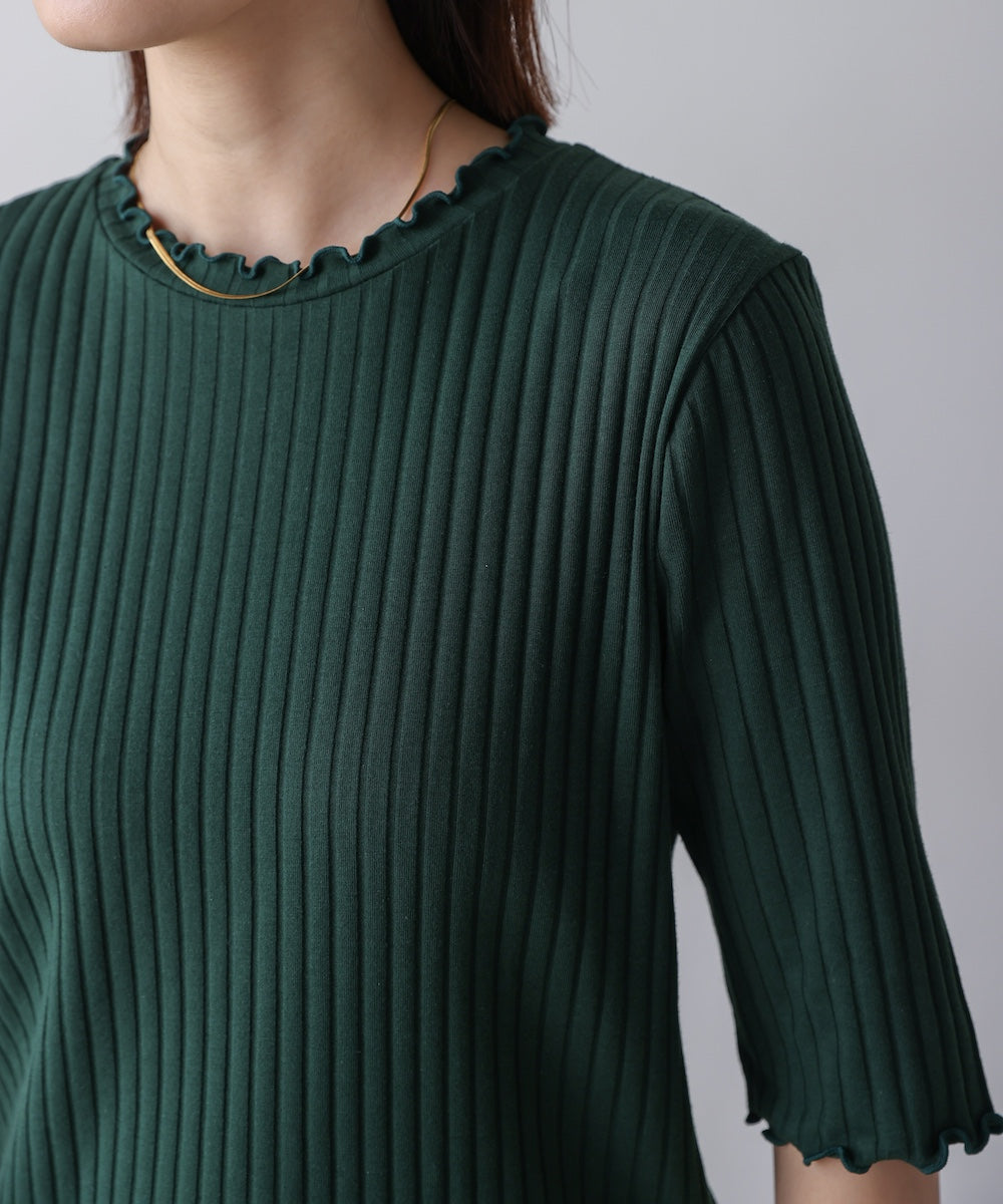 5分袖リブTシャツ