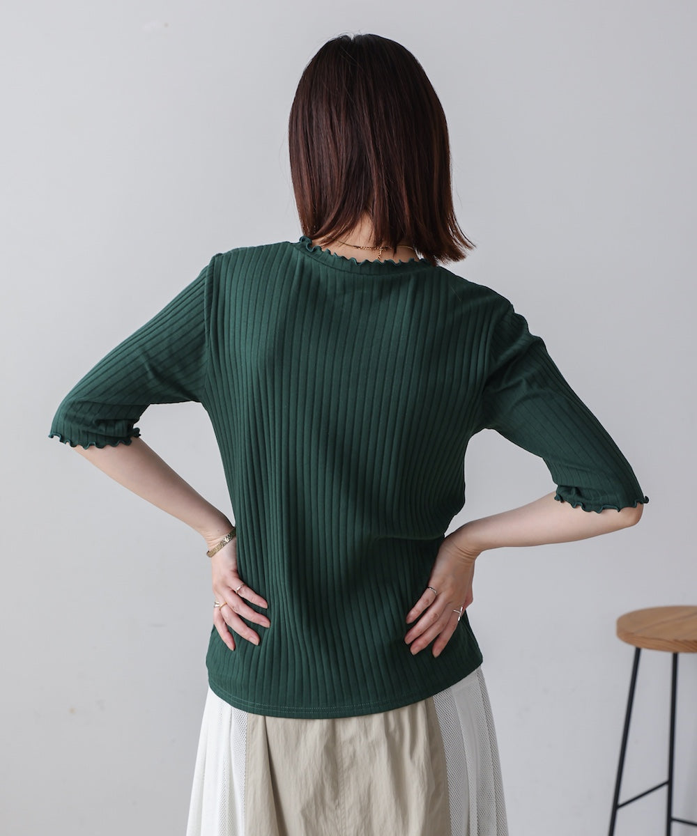 5分袖リブTシャツ