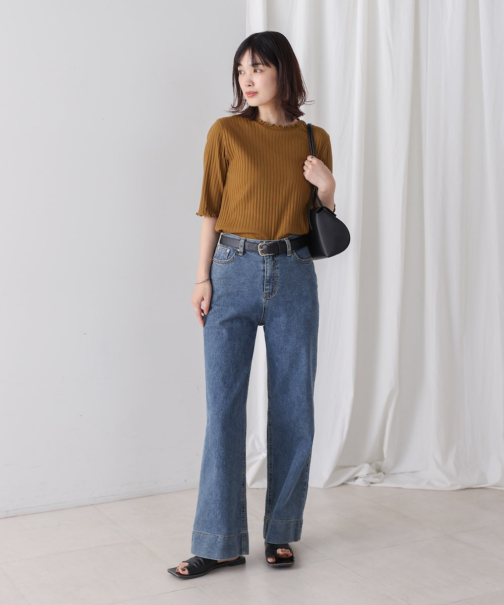 5分袖リブTシャツ