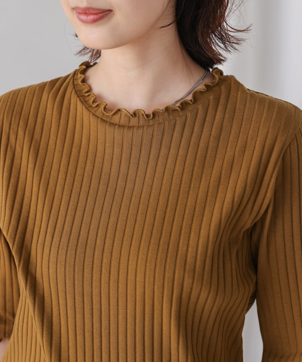 5分袖リブTシャツ