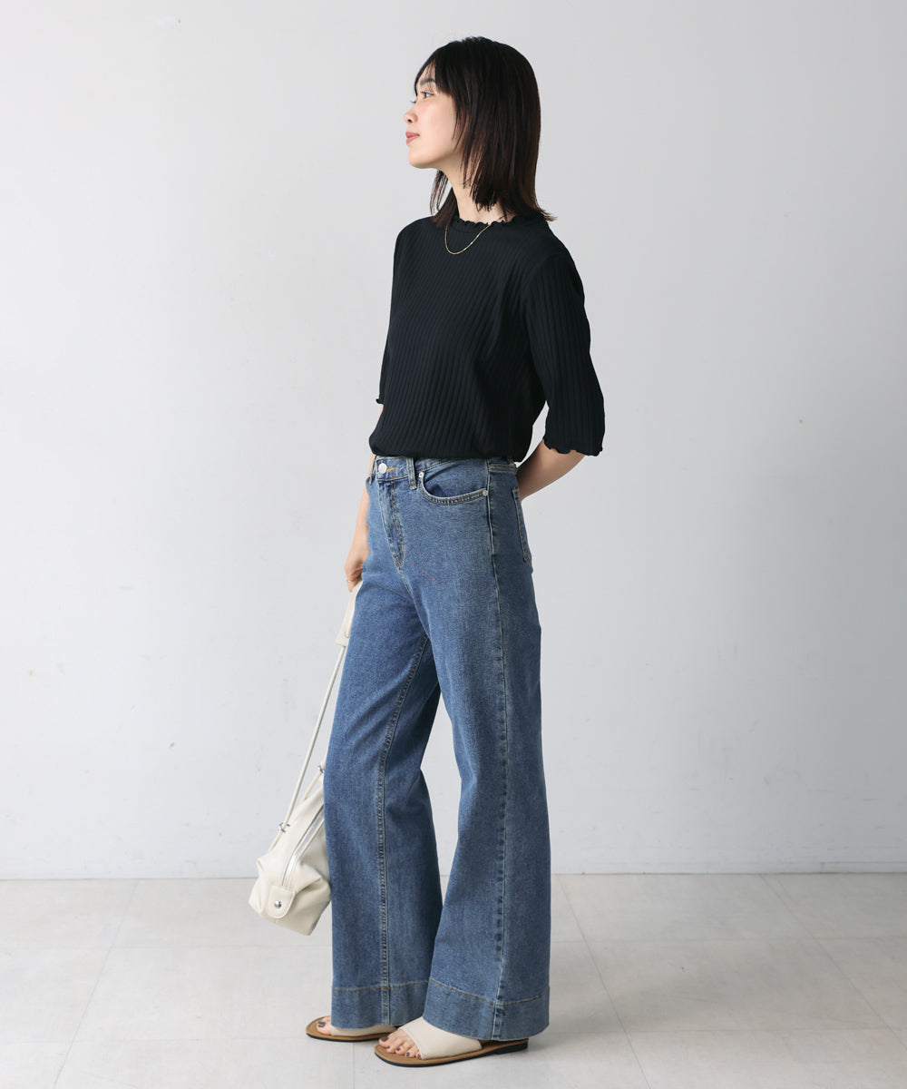 5分袖リブTシャツ