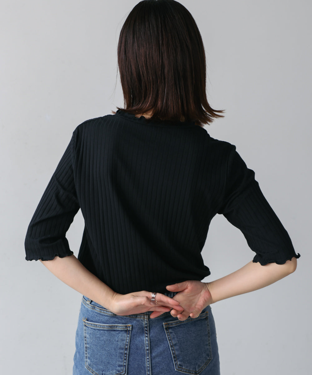 5分袖リブTシャツ