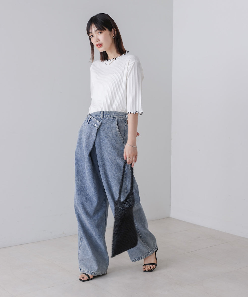 5分袖リブTシャツ