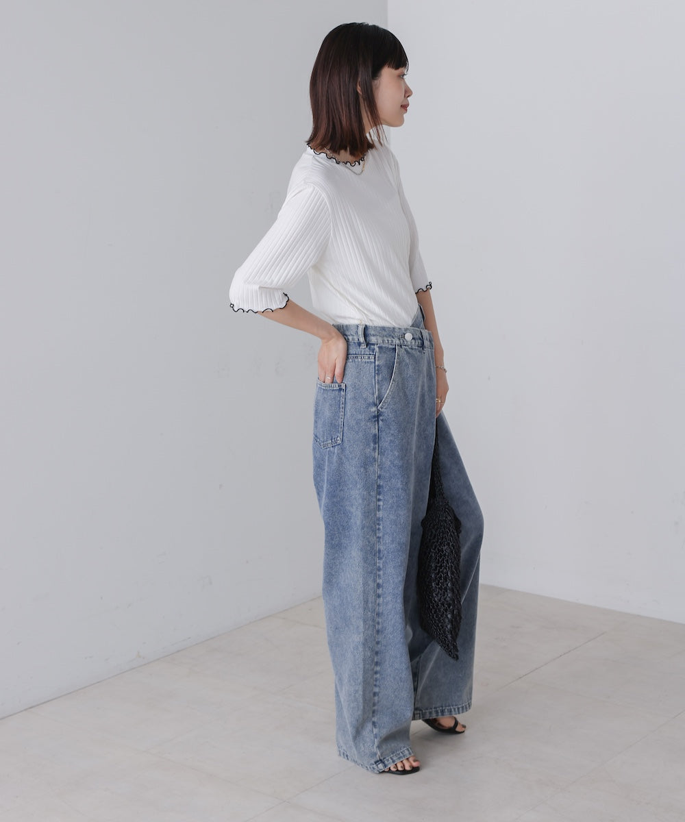 5分袖リブTシャツ