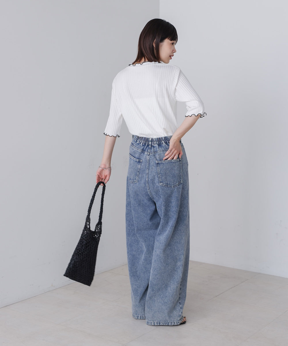 5分袖リブTシャツ