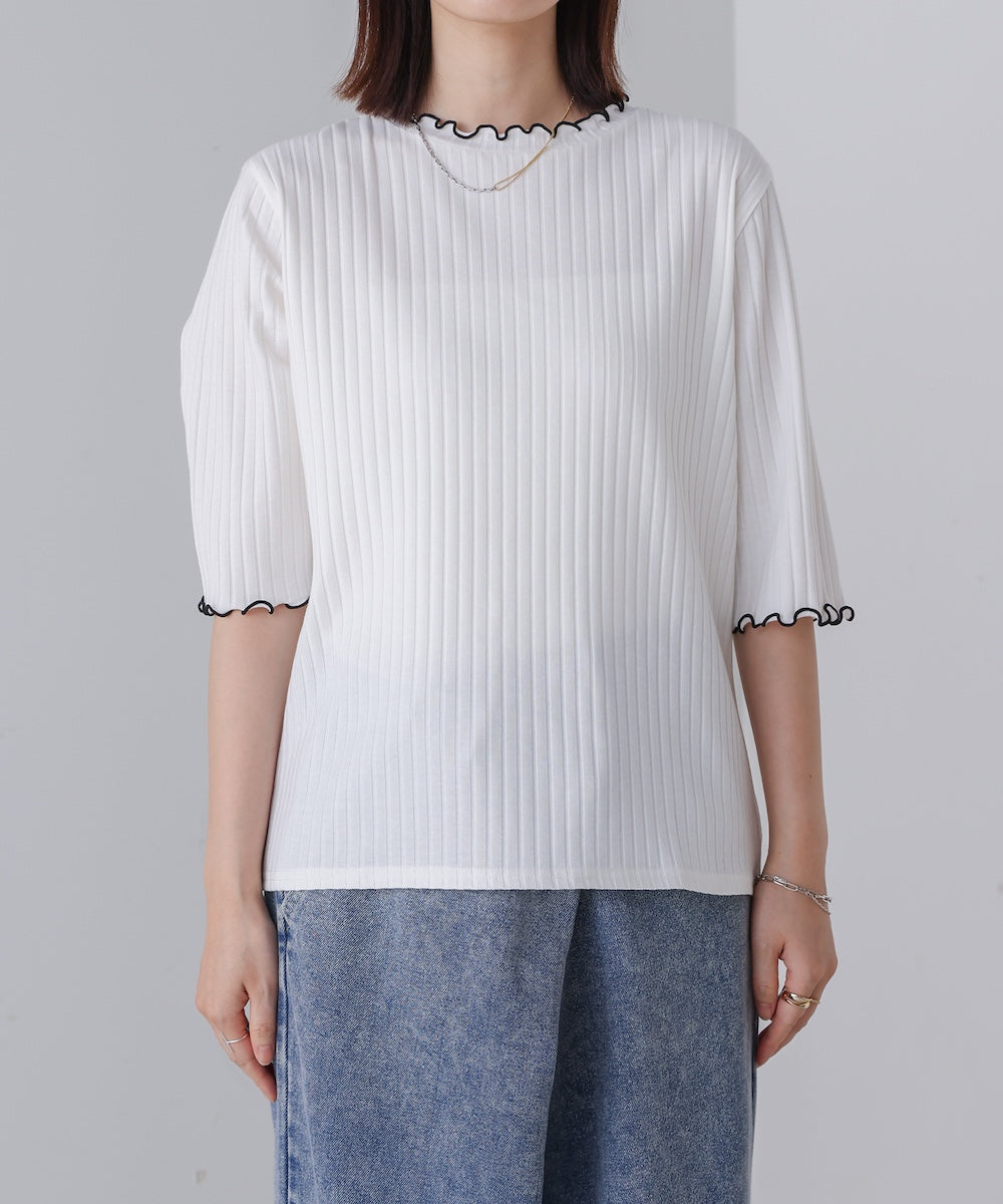 5分袖リブTシャツ