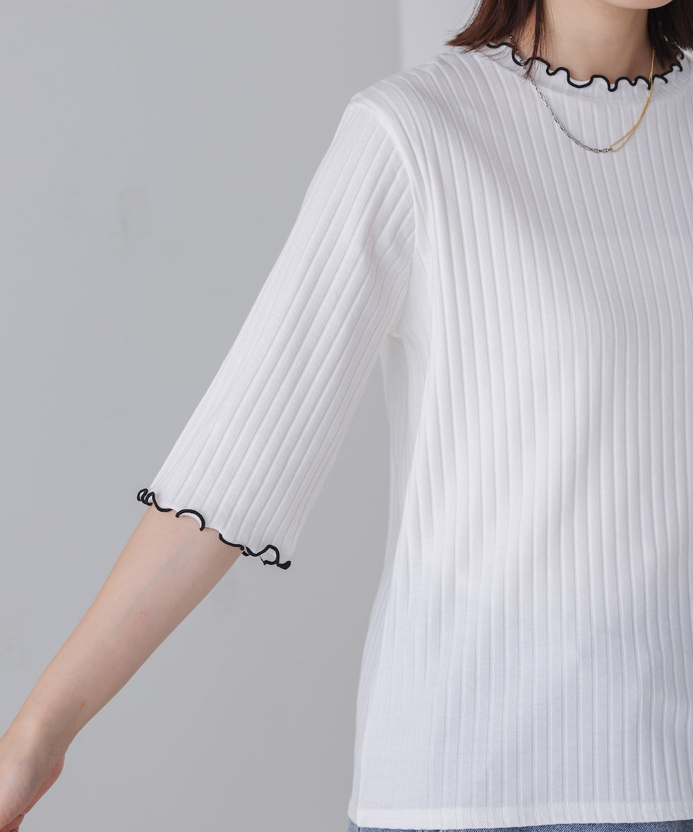 5分袖リブTシャツ