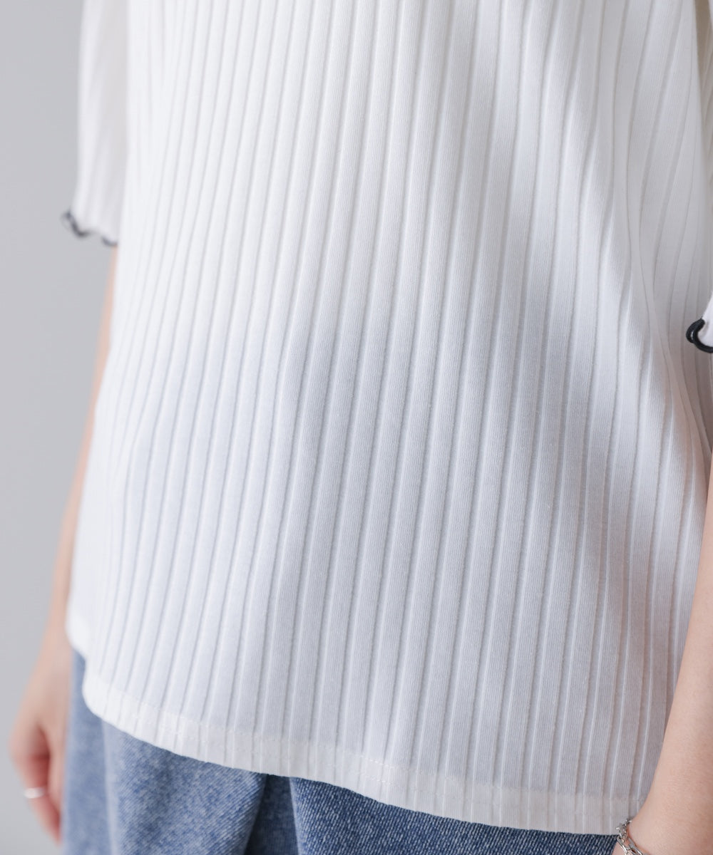 5分袖リブTシャツ
