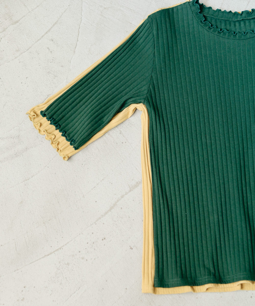 5分袖リブTシャツ