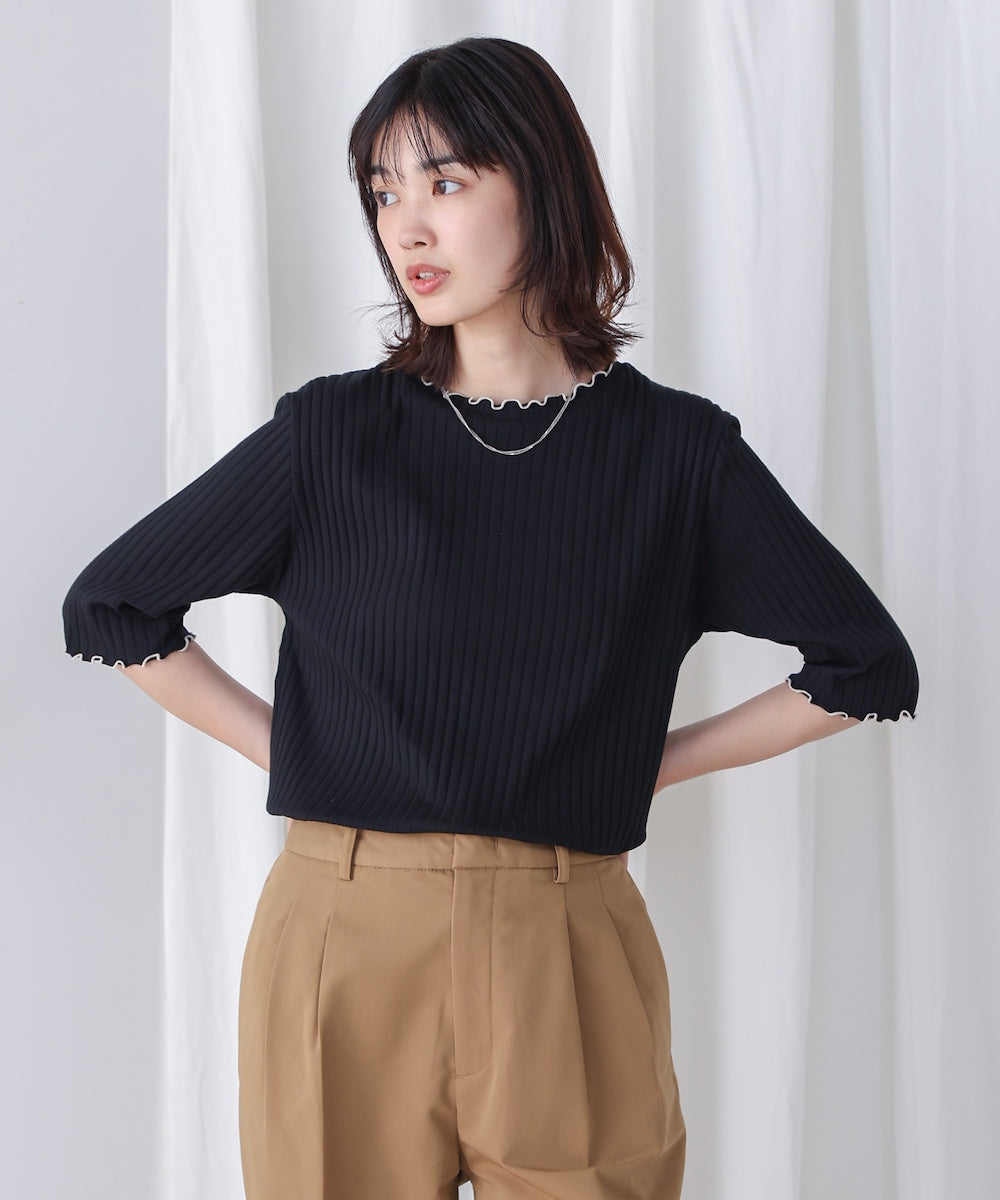 5分袖リブTシャツ