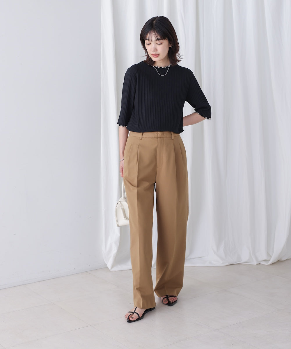 5分袖リブTシャツ