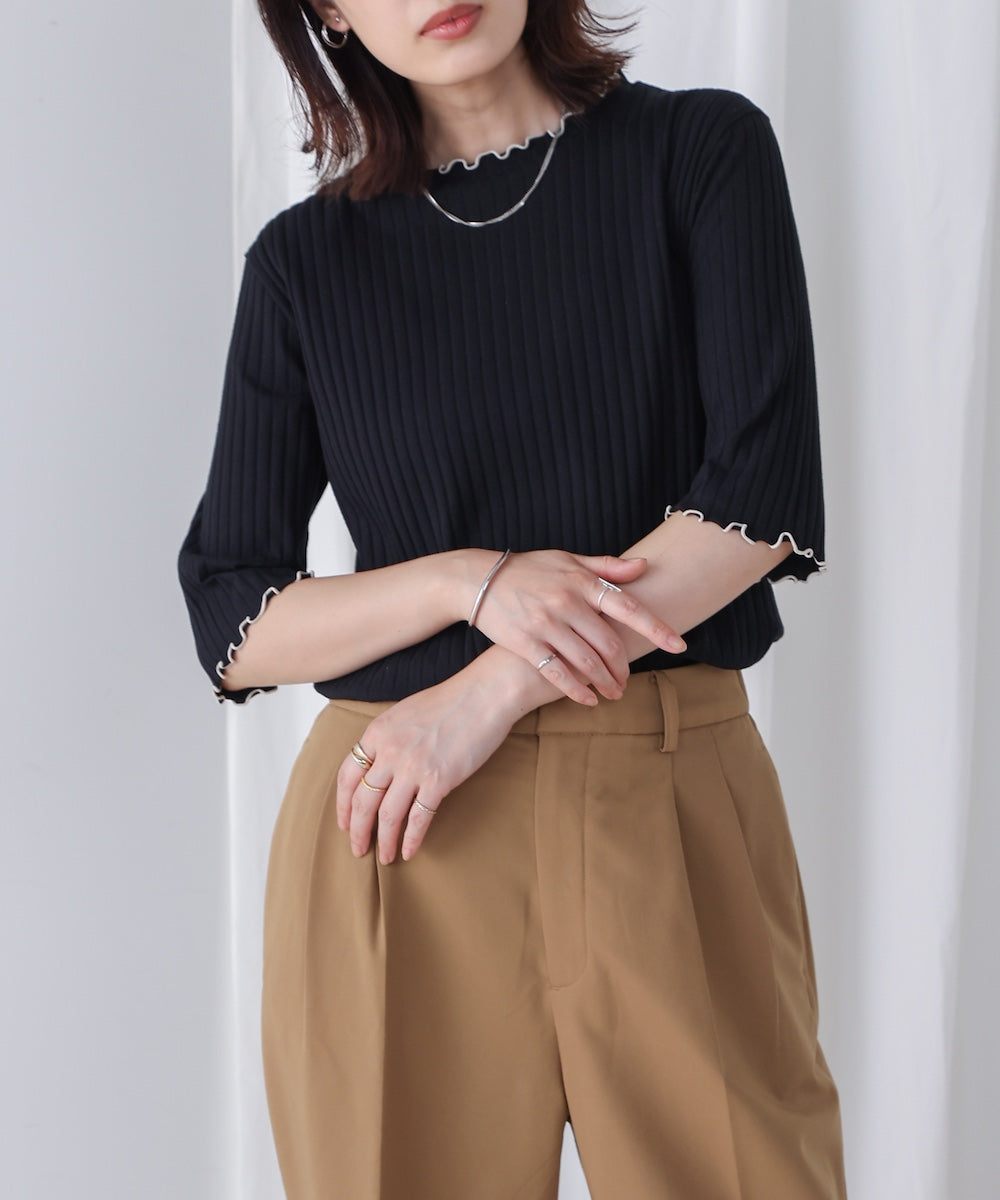 5分袖リブTシャツ