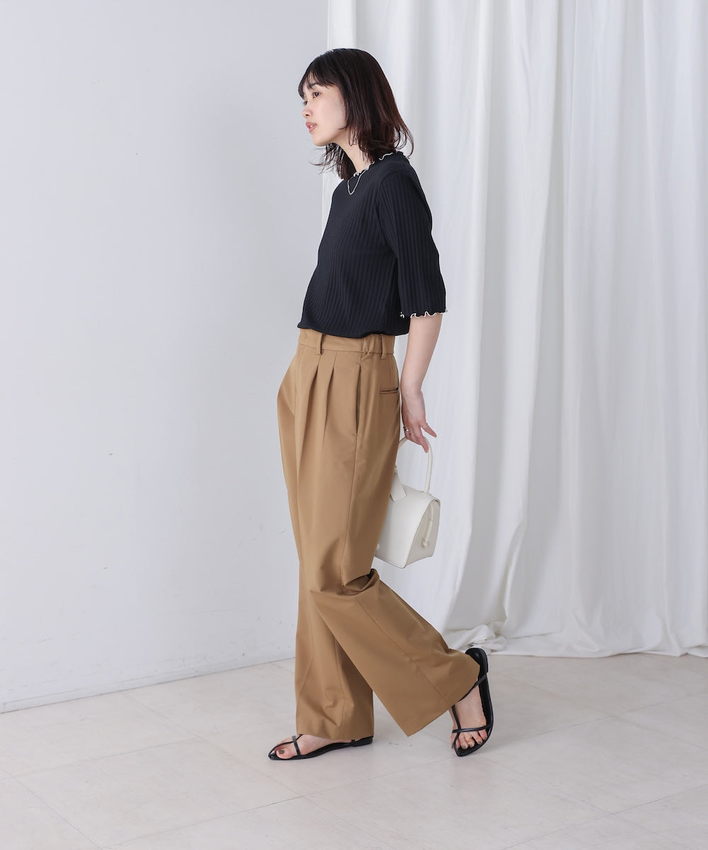 5分袖リブTシャツ